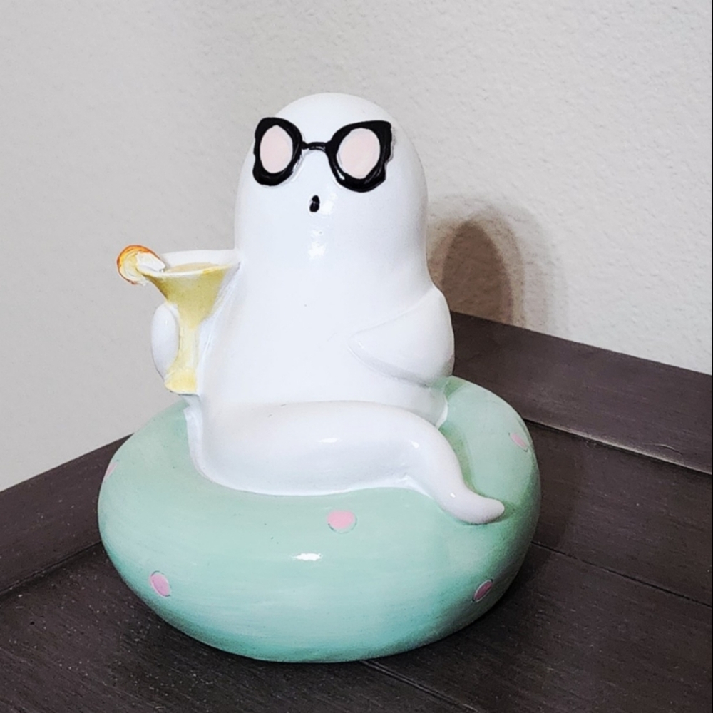 Viral SummerWeen Halloween Ghost On A Float Sipping A Drink